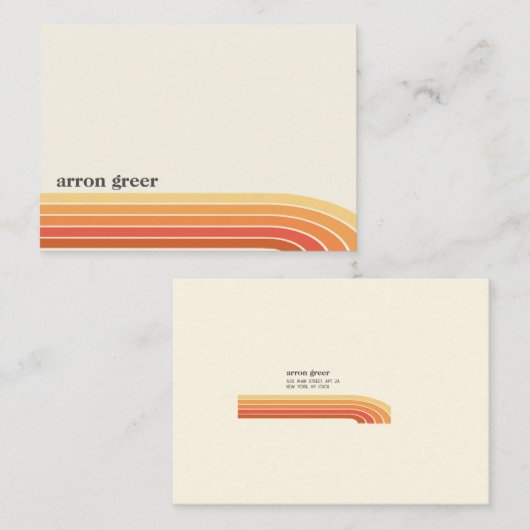 Oranje Boho Retro Stripes Notitiekaartje (Voorkant / Achterkant)