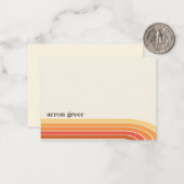 Oranje Boho Retro Stripes Notitiekaartje (Voorkant / Achterkant in situ)