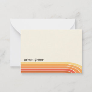 Oranje Boho Retro Stripes Notitiekaartje