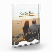 oranje boho save the date moderne foto koppel naam (Links)
