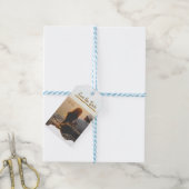 oranje boho save the date moderne foto koppel naam cadeaulabel (Met Touw)