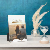 oranje boho save the date moderne foto koppel naam fotoplaat (Zijkant)