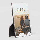 oranje boho save the date moderne foto koppel naam fotoplaat (Zijkant)