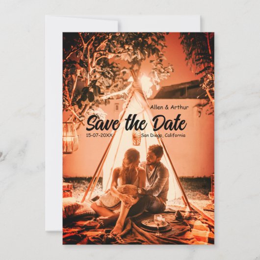 oranje boho save the date QR voeg website naam fot (Voorkant)