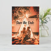 oranje boho save the date QR voeg website naam fot (Staand voorkant)