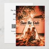 oranje boho save the date QR voeg website naam fot (Voorkant / Achterkant)