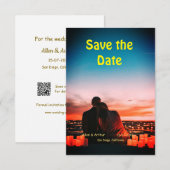 oranje boho save the date QR voeg website naam toe (Voorkant / Achterkant)