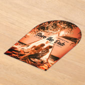 oranje boho Sla de datum op QR voeg website naam f Acryl Uitnodigingen (Laagn)