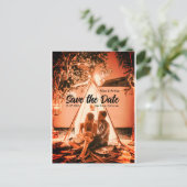 oranje boho Sla de datum op QR voeg website naam f Briefkaart (Staand voorkant)