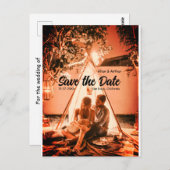 oranje boho Sla de datum op QR voeg website naam f Briefkaart (Voorkant / Achterkant)