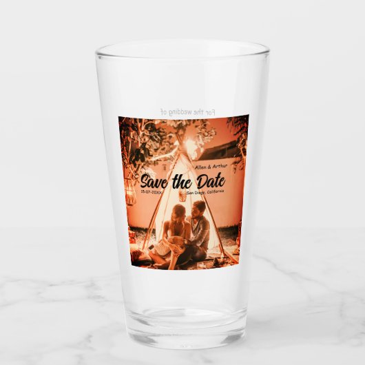 oranje boho Sla de datum op QR voeg website naam f Glas (Voorkant)