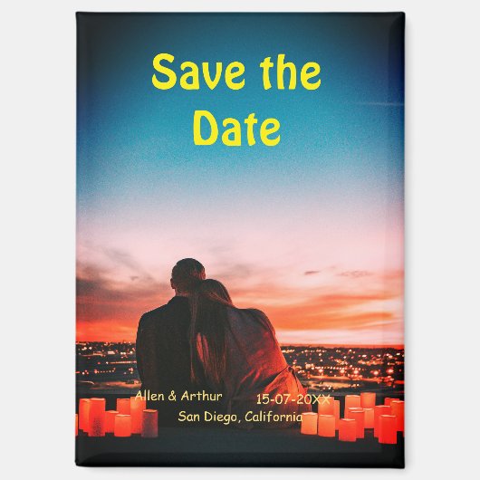 oranje boho Sla de datum op QR voeg website naam f Magneet (Voorkant)