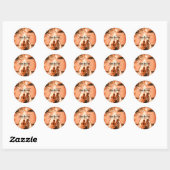oranje boho Sla de datum op QR voeg website naam f Ronde Sticker (Vel)