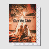 oranje boho Sla de datum op QR voeg website naam f Vellum Uitnodigingen (Offset (Uitnodiging))