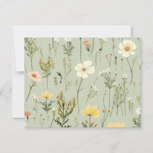 Oranje Boho Spring Wildflower Patroon Script Notitiekaartje (Achterkant)