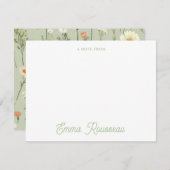 Oranje Boho Spring Wildflower Patroon Script Notitiekaartje (Voorkant / Achterkant)