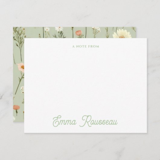 Oranje Boho Spring Wildflower Patroon Script Notitiekaartje (Voorkant / Achterkant)