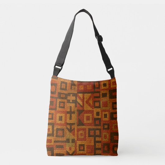 Oranje Boho Stamontwerp Crossbody Tas (Voorkant)