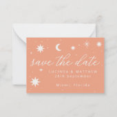 Oranje Boho Starry Wedding Save the Date Kaart Notitiekaartje (Voorkant)