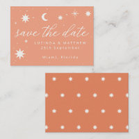 Oranje Boho Starry Wedding Save the Date Kaart