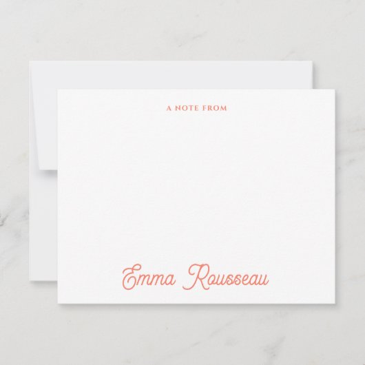 Oranje Boho Wildflower Patroon Script Note van Notitiekaartje (Voorkant)