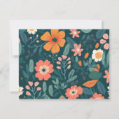 Oranje Boho Wildflower Patroon Script Note van Notitiekaartje (Achterkant)