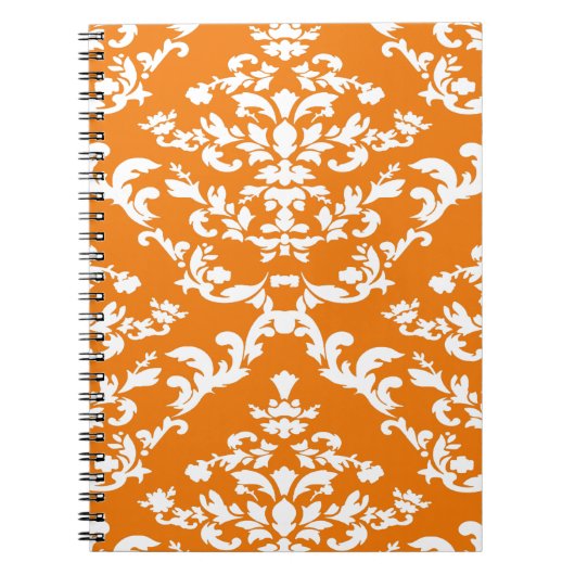Oranje Bold Mod Damask Notitieboek (Voorkant)