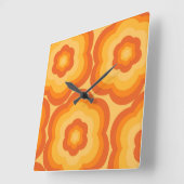 Oranje Bold Y2K Wildflower Levendige Home Decor Vierkante Klok (Hoek)