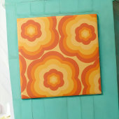 Oranje Bold Y2K Wildflower Levendige Spring Decor Tegeltje