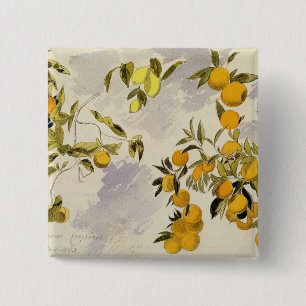 Oranje bomen, 1863 (m/c, pen en inkt boven grafiet vierkante button 5,1 cm