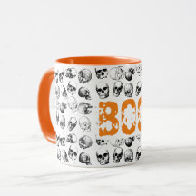 Oranje Boo Halloween griezelige Schedel Patroon