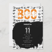 Oranje Boo Halloween Spooky Skull Birthday Kaart (Voorkant)