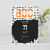 Oranje Boo Halloween Spooky Skull Birthday Kaart (Staand voorkant)
