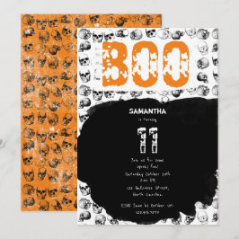 Oranje Boo Halloween Spooky Skull Birthday Kaart