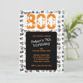 Oranje Boo Halloween Spooky Skull Birthday Kaart (Staand voorkant)