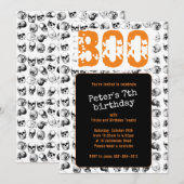 Oranje Boo Halloween Spooky Skull Birthday Kaart (Voorkant / Achterkant)