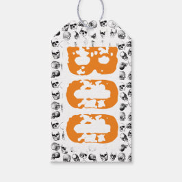 Oranje Boo Halloween Spooky Skull Patroon Cadeaulabel
