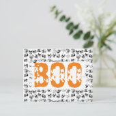 Oranje Boo Halloween Spooky Skull Patroon Feestdagenkaart (Staand voorkant)