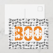 Oranje Boo Halloween Spooky Skull Patroon Feestdagenkaart (Voorkant / Achterkant)