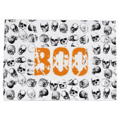 Oranje Boo Halloween Spooky Skull Patroon Groot Cadeauzakje (Achterkant)