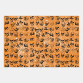 Oranje Boo Halloween Spooky Skull Patroon Inpakpapier Vel (Voorkant 2)