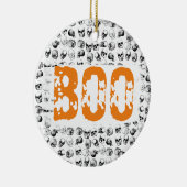 Oranje Boo Halloween Spooky Skull Patroon Keramisch Ornament (Rechts)