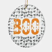 Oranje Boo Halloween Spooky Skull Patroon Keramisch Ornament (Links)