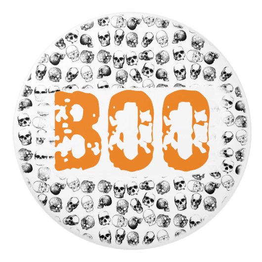 Oranje Boo Halloween Spooky Skull Patroon Keramische Knop (Voorkant)