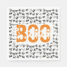 Oranje Boo Halloween Spooky Skull Patroon Servet