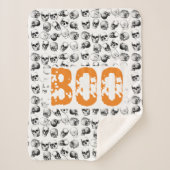 Oranje Boo Halloween Spooky Skull Patroon Sherpa Deken (Voorkant)