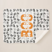 Oranje Boo Halloween Spooky Skull Patroon Sherpa Deken (Voorkant (horizontaal))