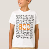Oranje Boo Halloween Spooky Skull Patroon T-shirt (Voorkant)