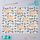 Oranje Boo Halloween Spooky Skull Patroon Tissuepapier (Craft)