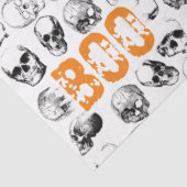 Oranje Boo Halloween Spooky Skull Patroon Tissuepapier (Detail)
